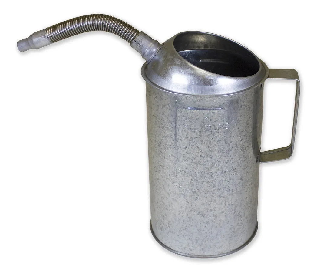 94488 – WIRTHCO Measure And Pour Bottle, 4 Quart Measuring Capacity Silver Galvanized Steel With Flexible Spout